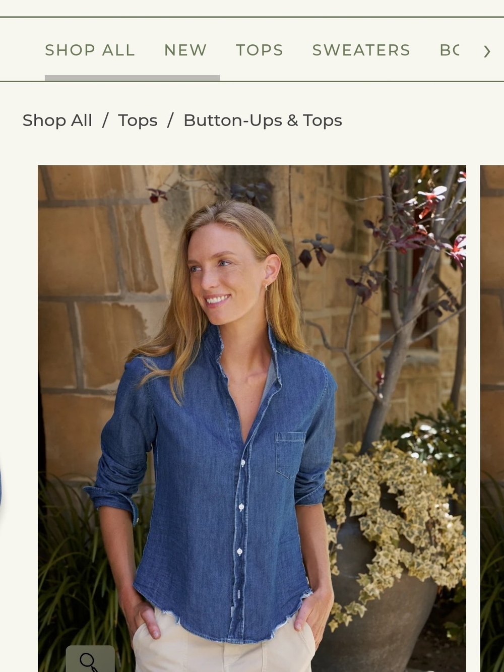 Classic Women's Chambray Button-Up Shirt - Blue